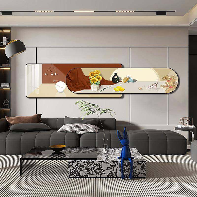 客厅装饰画轻奢高级感现代简约壁画免打孔挂画2024新款横款墙画