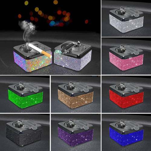 镶钻奢华方形烟灰缸车载创意满钻家用客厅办公室桌面烟灰缸