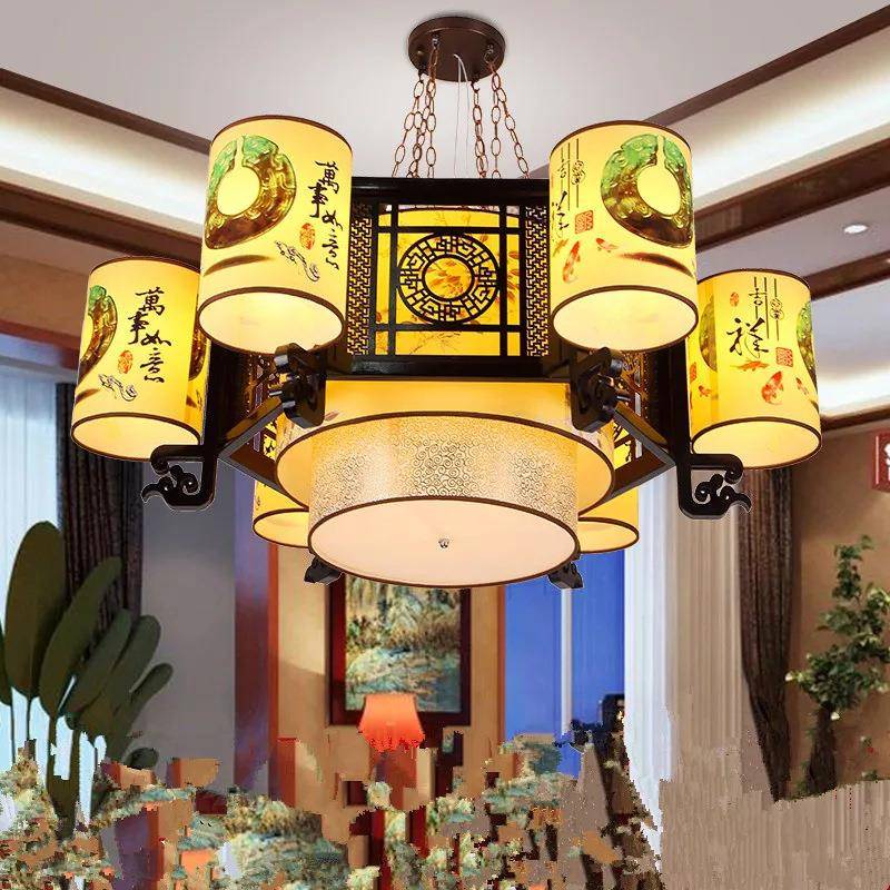 中式仿古实木吊灯酒店餐厅火锅店客厅走廊包厢中国风古典木艺灯具