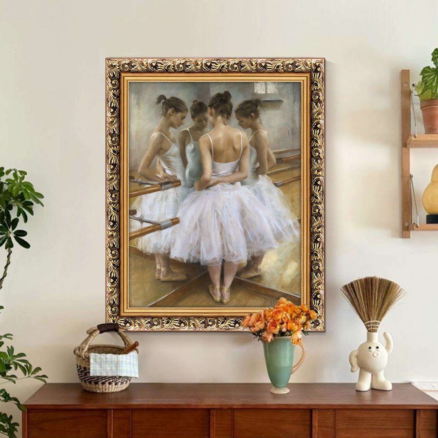 欧式人物油画芭蕾舞女孩装饰画美式玄关壁画舞蹈教室练功房挂画