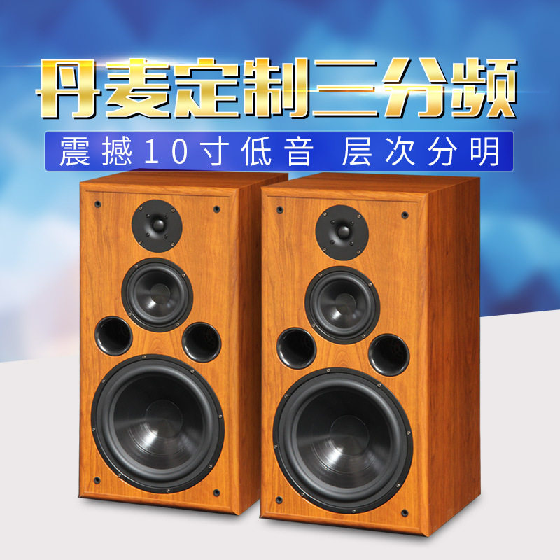 丹麦出口三分频10寸发烧音箱hifi音响无源书架对箱高家用