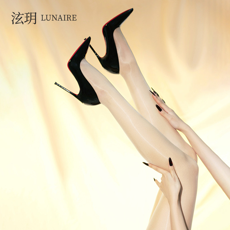 泫玥「浮光」5D油亮性感黑丝超薄无痕无缝大码丝滑高腰丝袜连裤袜