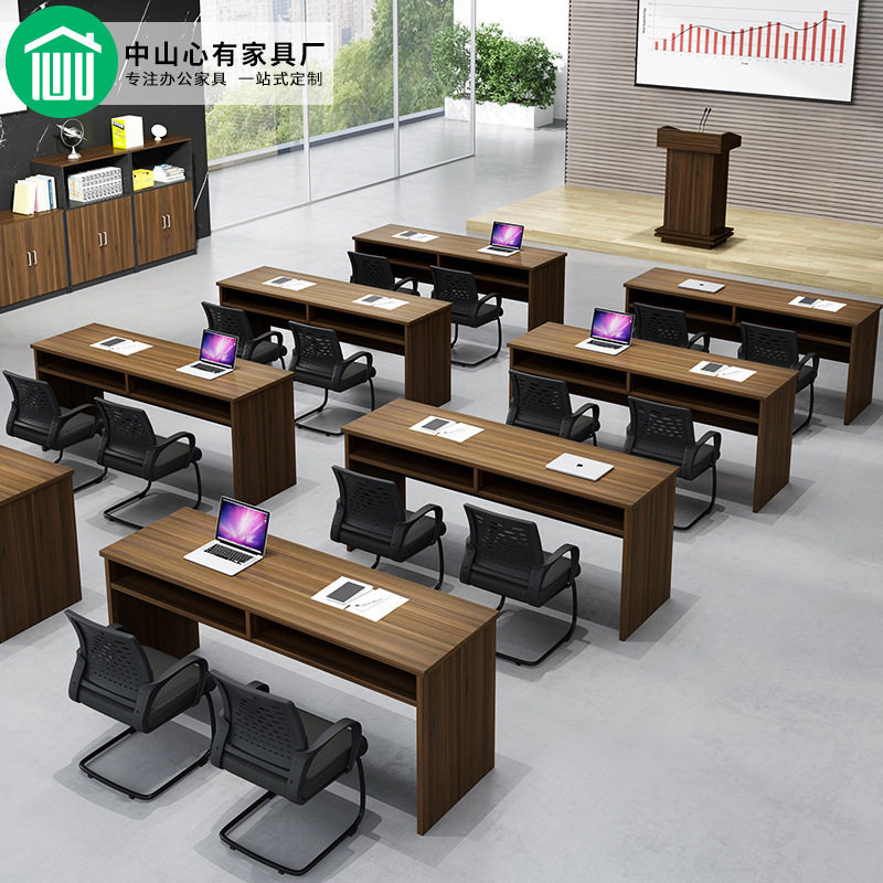 中山办公家简约具板式两人培训桌学校课桌会议室小型洽谈条形桌椅