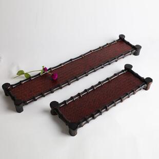 老竹鞭席面杯架茶托单层杯架壶垫竹排托盘日式做旧茶杯架配件