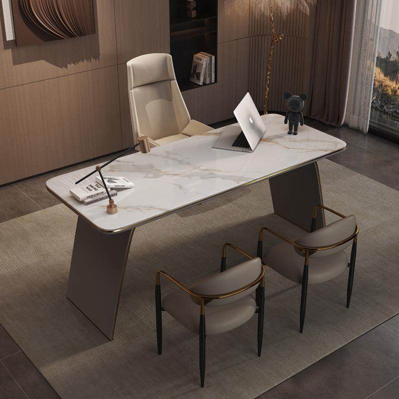 轻奢极简书桌岩板办公桌椅组合老板电脑桌简约写字台家用