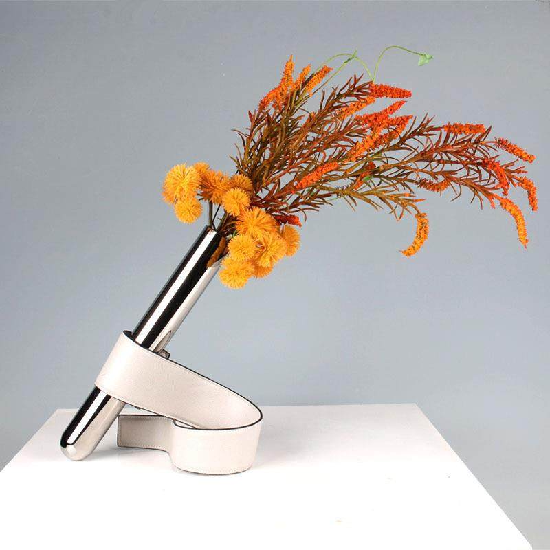 简约现代创意皮质玻璃插花玻璃花瓶样板房售楼处水吧摆件花艺套装,纺织面料/辅料/配套,纺织机械配件,淘宝优惠券,粉丝福利购,淘宝优惠卷