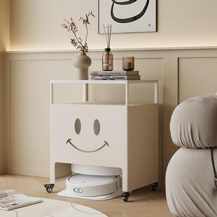 扫地机上方置物架带轮子扫地机器人基站遮挡柜隐藏收纳柜沙发边柜