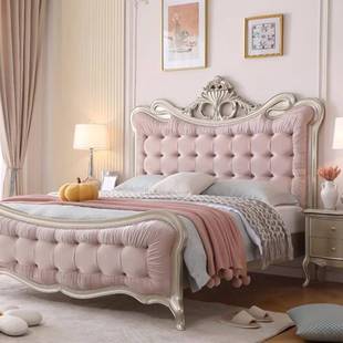欧式 储物公主床 轻奢实木床双人豪华现代婚床1.8m主卧软靠大床美式