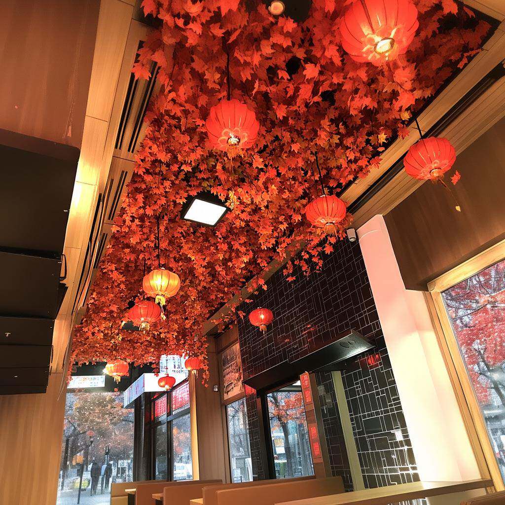 仿真枫叶吊顶装饰花藤树叶吊顶新中式餐厅天花板造景藤条管道遮丑