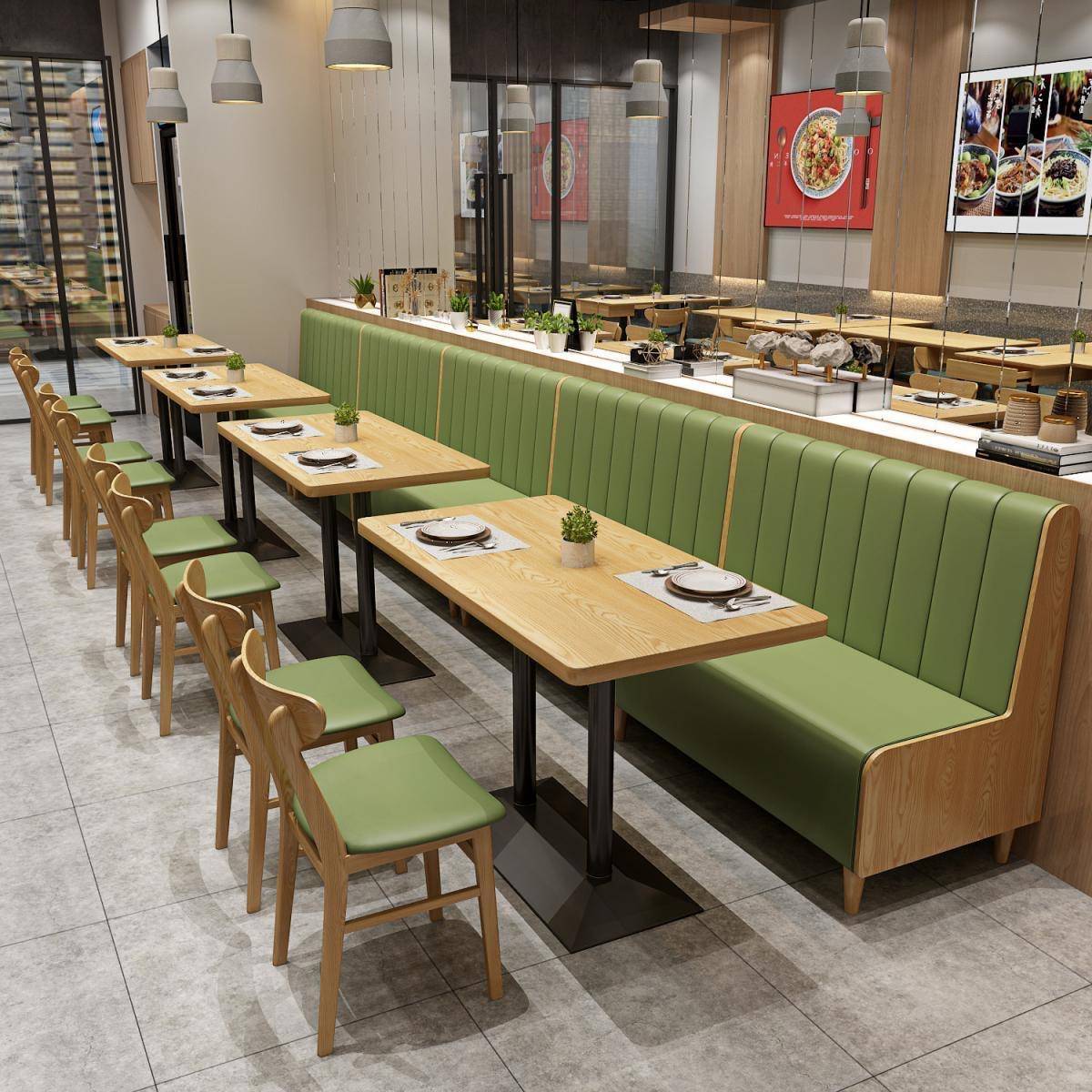 卡座沙发清吧休闲商用茶楼餐厅靠墙双人火锅汉堡店奶茶店桌椅组合