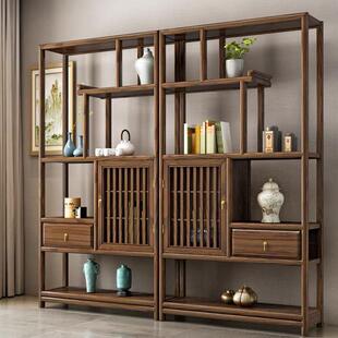 新中式博古架现代简约风多宝阁客厅书房茶室展示柜收纳柜