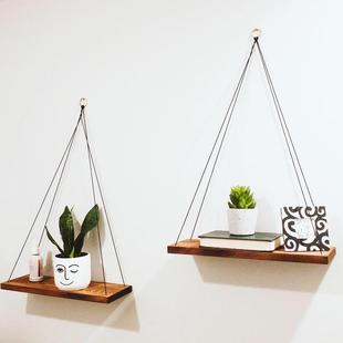 简约现代风家居墙壁吊绳装饰置物架收纳架支持欧式壁挂吊饰品