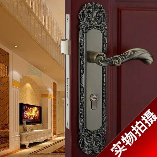 青古铜别墅对开门锁防盗双开大门锁实木执手门锁欧式房门锁