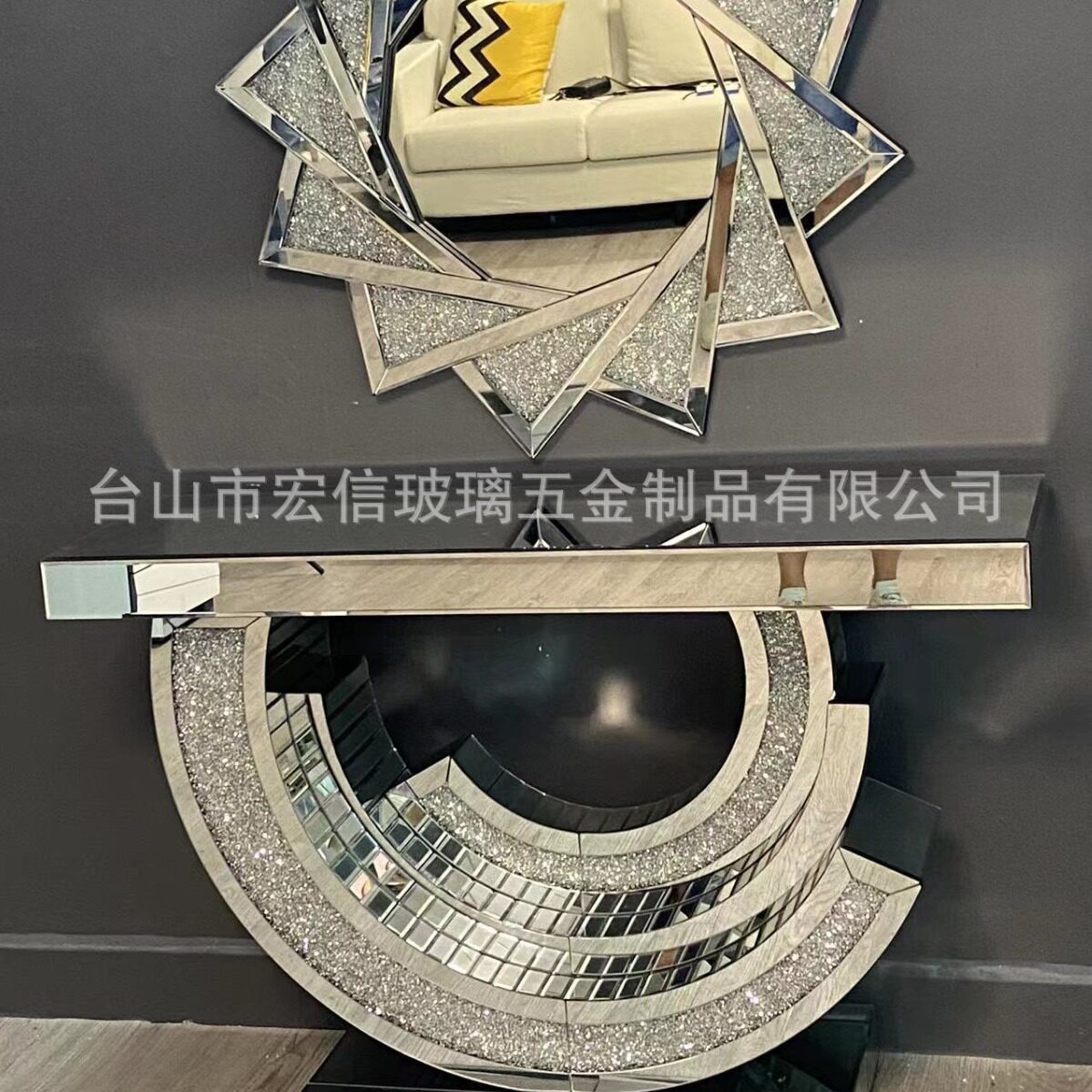 美式镜面供桌书案台玄关桌子置物台后现代客厅玻璃小茶几厂家直销