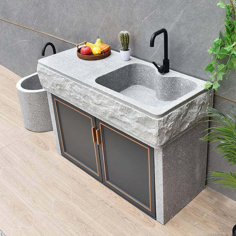 户外石材水槽别墅大理石洗手台盆一体庭院子花岗岩洗衣池石头水池