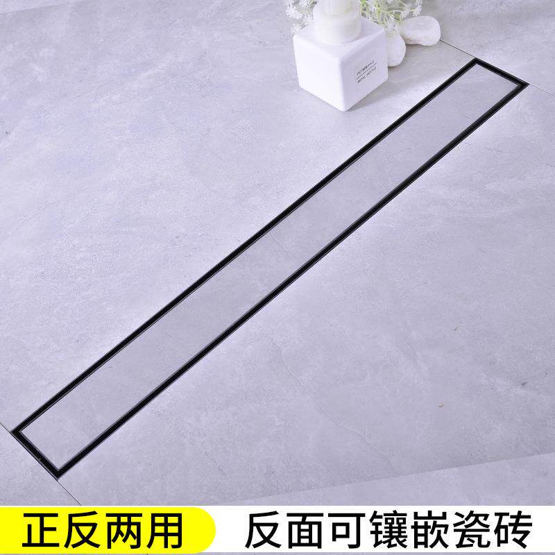 304不锈钢长方形隐形地漏加厚拉丝隐藏式长地漏卫生间下水管防臭
