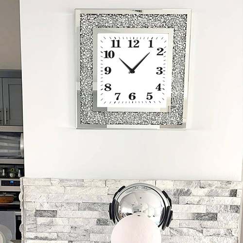 简约镜面钻石挂钟现代客厅壁挂墙体艺术家用碎钻钟表热卖