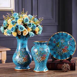 欧式陶瓷花瓶摆件三件套电视柜装饰客厅插花花器家居饰品摆件