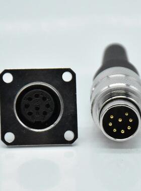 深圳M16螺纹连接器C091DJ09系列方型法兰座底座8芯接头防水