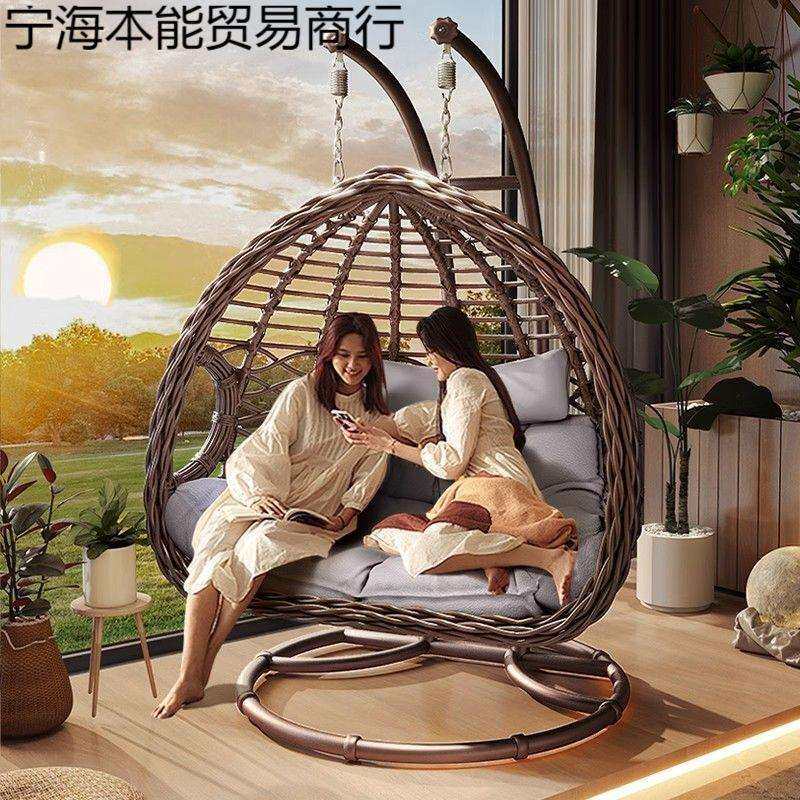 户外秋千吊篮摇篮庭院双人吊椅家用阳台室内鸟巢吊床藤椅摇摇摇椅