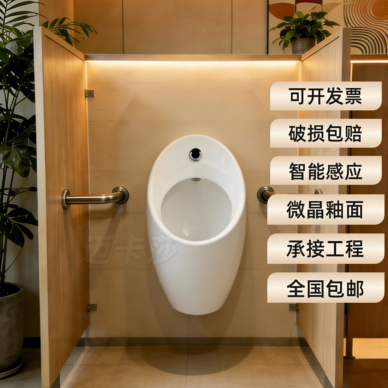 挂墙式小便池一体自动感应式小便器家用男士卫生间陶瓷小便斗尿斗