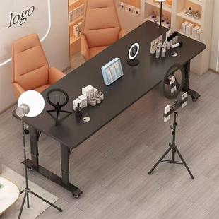 简约现代升降桌面工作台跨床桌双支承升降桌直播桌子可移动木