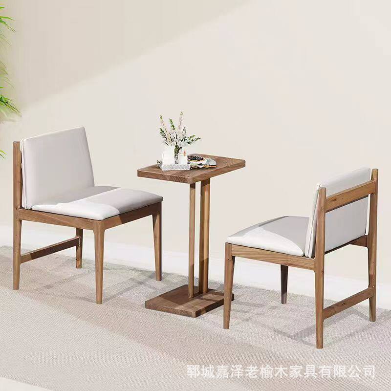 北欧实木餐桌民宿餐厅原木桌子沙发椅榆木客厅家用长方形吃饭桌厂