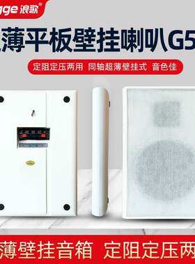 浪歌G506超薄壁挂式喇叭定压定阻两用挂墙平板音响背景音乐音箱