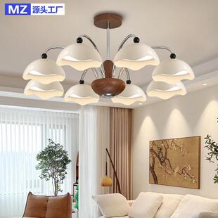 奶油中古风蛋壳客厅吊灯美式复古高级感2025新款法式主卧室灯具