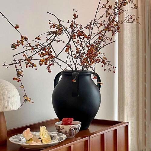 中古风陶瓷花瓶插花摆件高级感小众客厅玄关家居装饰花瓶陶瓷摆件