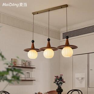 中古风餐厅灯吊灯法式复古茶室餐桌吧台灯美式简约实木床头小吊灯