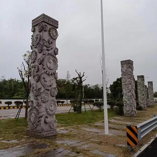 石雕滚龙柱盘龙柱祥云柱十二生肖二十四孝柱图腾华表柱罗马柱