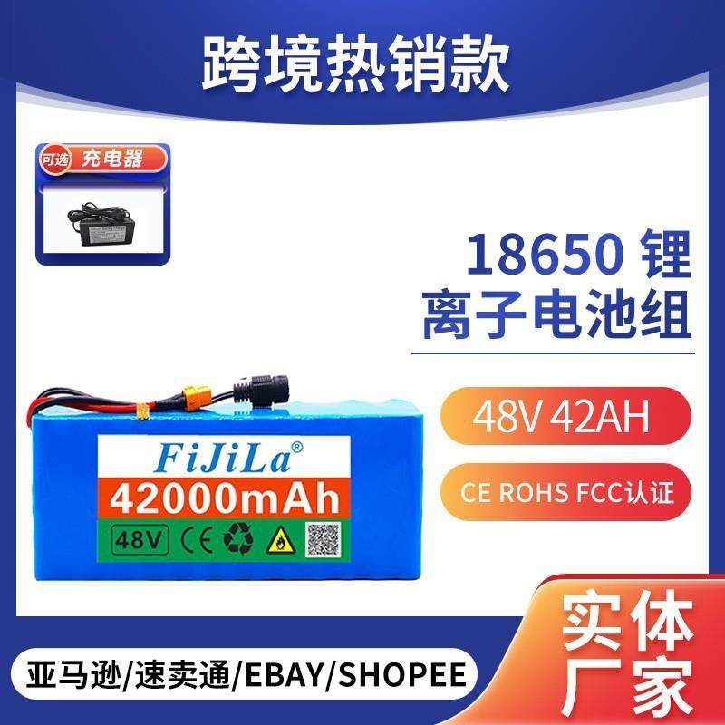 电动自行车电池48v42Ah18650锂离子电池组13串3并+充电器
