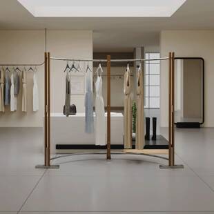 服装店展示架中古风中岛架弧形衣服陈列货架女装店落地式挂衣架子