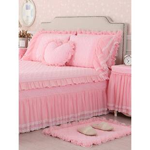 xyt粉色物语单件床裙式款新款床罩套蕾丝床笠纯棉公主2023年