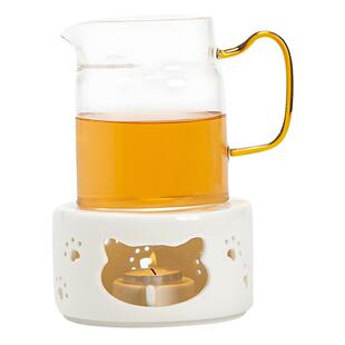 温茶炉加厚耐热玻璃公道杯分茶器茶海杯蜡烛温茶茶壶套装蜡烛底座