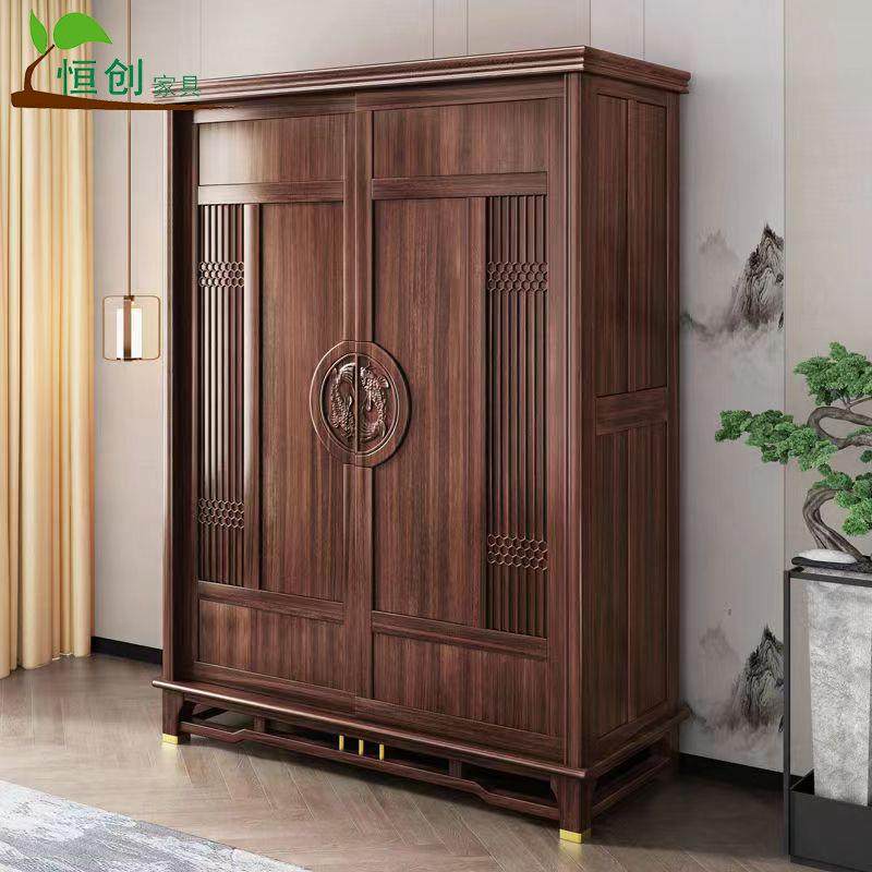 新中式全实木乌金木衣柜推拉门大衣橱移门卧室家用轻奢简易收纳柜,智能设备,其他智能设备,淘宝优惠券,粉丝福利购,淘宝优惠卷