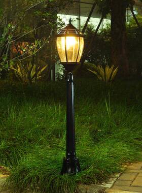 户外草坪灯美式复古花园别墅led景观庭院灯防水小区太阳能草地灯