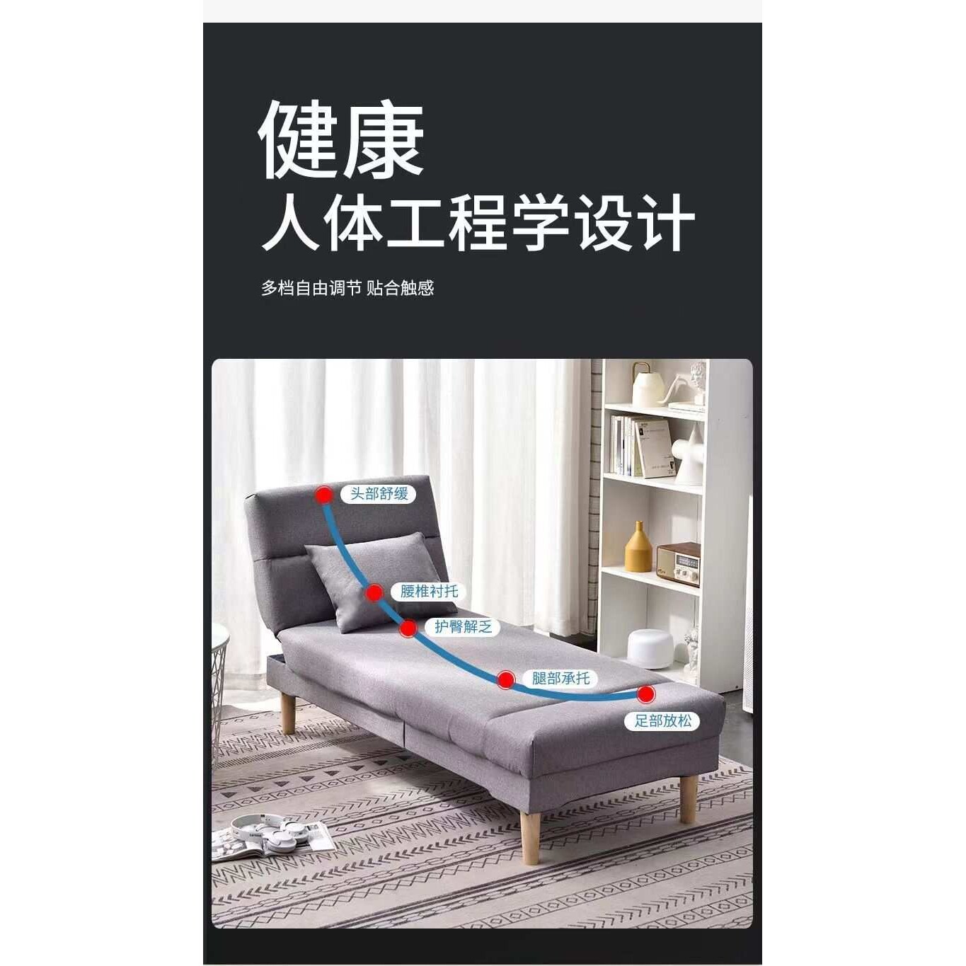 贵妃榻折叠客厅单双人小户型贵妃椅美人榻拼接床儿童床躺椅午休床