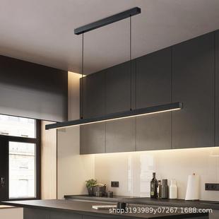 一字极简餐厅吊灯现代简约长条餐桌灯轻奢饭厅吧台灯北欧办公室灯