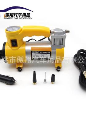 黄色带灯充气泵车载充气泵电动充气泵LED灯照明打气泵