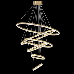 简约复式楼长吊灯轻奢灯全铜圆圈具客厅餐厅吊线灯组合大气爆款