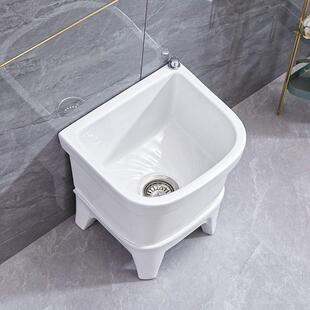 洗拖把池家用阳台卫生间一体式小号洗拖布池落地式高脚陶瓷墩布池