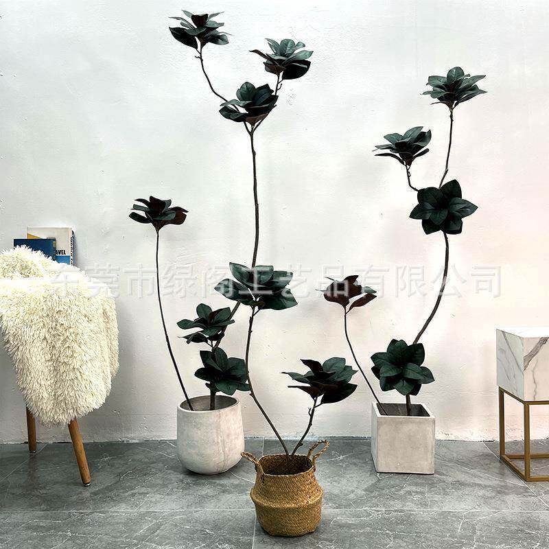 仿真玉兰树花艺软装装饰假花落地仿真绿植植物盆栽轻奢款