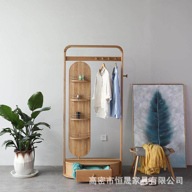 北欧简约卧室多功能挂衣架现代简约全实木白橡木挂衣架