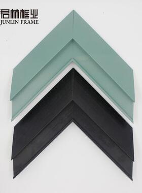 黑色纯实木简约油画框法式绿色中古木线条