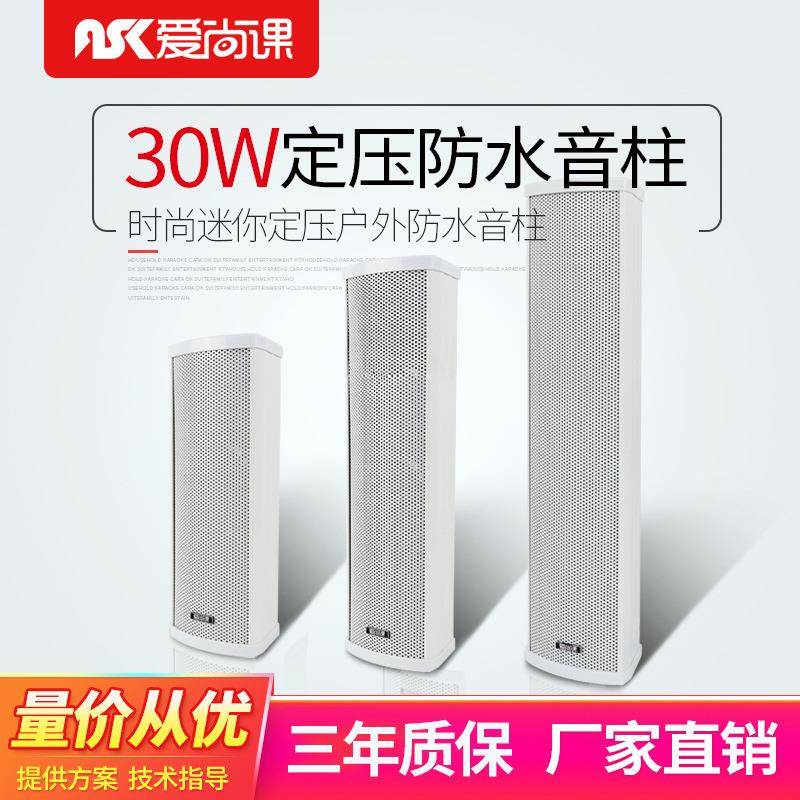 爱尚课E-30户外室外防水音响定压壁挂音柱公共广播喇叭音箱30W
