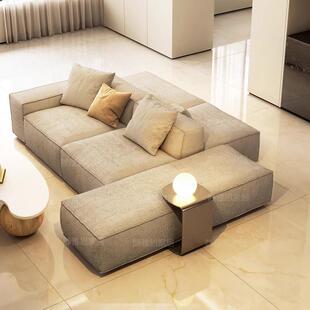 意式奶油风极简布艺背靠背组合豆腐块双面向沙发大户型客厅别墅
