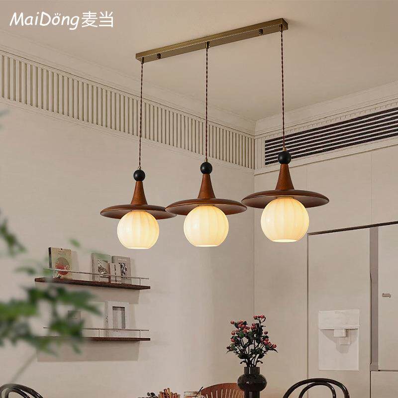 中古风餐厅灯吊灯法式复古茶室餐桌吧台灯美式简约实木床头小吊灯