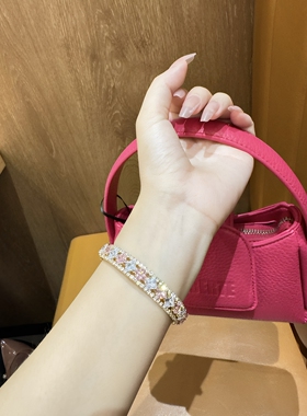粉色闪钻锆石星星开口手镯送女友